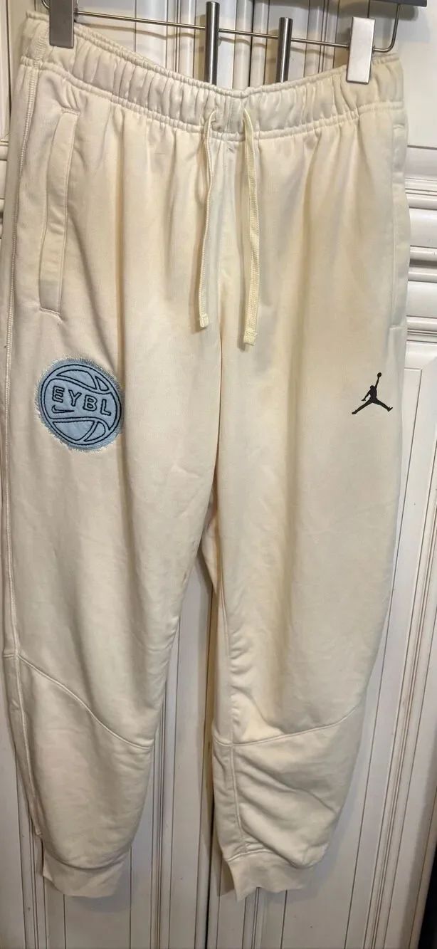 Nike Youth Fleece EYBL Nationals Basketball Elite Sweatpants Cream Size Small